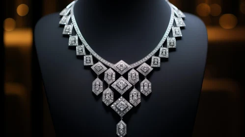 Luxurious Diamond Necklace - White Gold Geometric Design