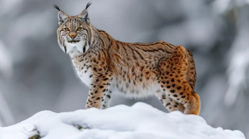 Majestic Lynx in Snowy Landscape