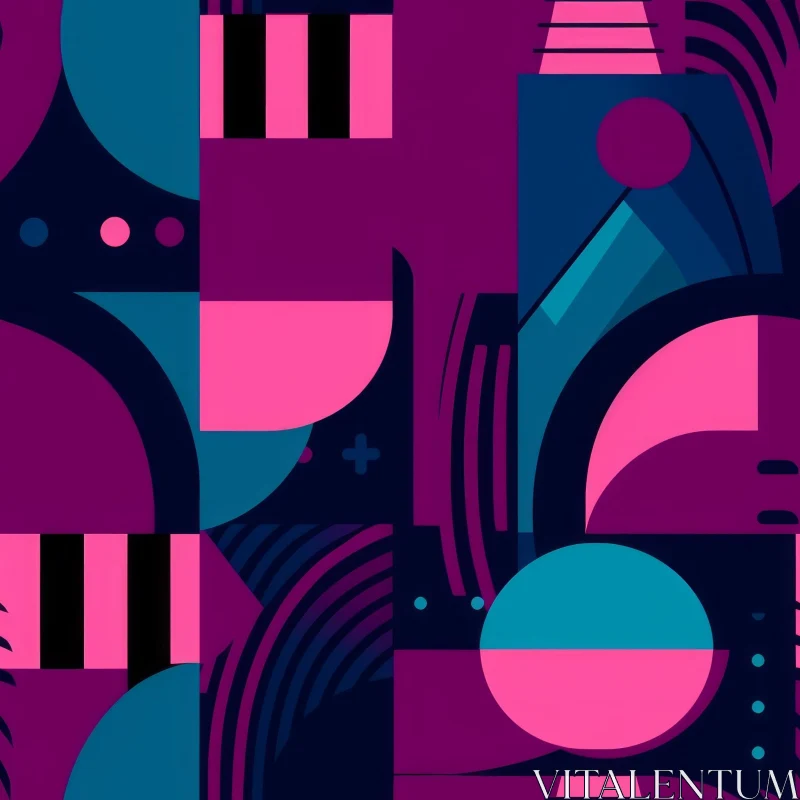 Seamless Geometric Vector Pattern in Pink, Blue AI Image