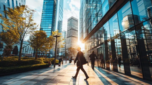 Urban Cityscape - Modern Street Scene with Business Attire