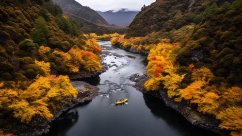 Autumn River Valley Aerial Shot