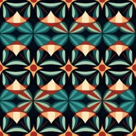 Geometric Vector Pattern in Teal, Green, Orange & Black