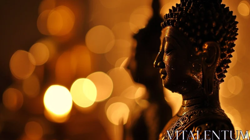 Golden Buddha Statue in Serene Setting AI Image