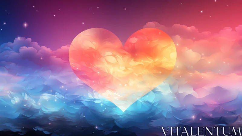 Heart-shaped Cloud in Vibrant Sky AI Image