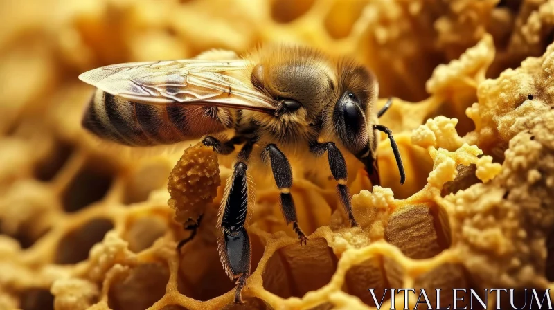 Honey Bee on Honeycomb: Nature's Pollinator AI Image