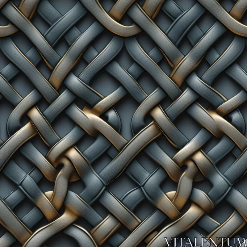 Interwoven Metallic Bands Seamless Pattern AI Image