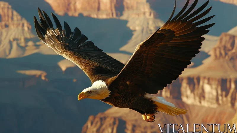 AI ART Majestic Bald Eagle Soaring Over Colorful Canyon
