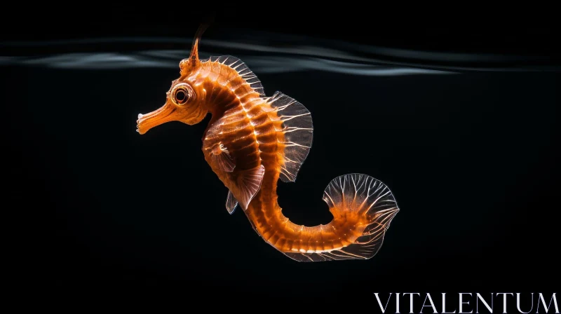 AI ART Red-Orange Seahorse Close-Up | Underwater Marine Life