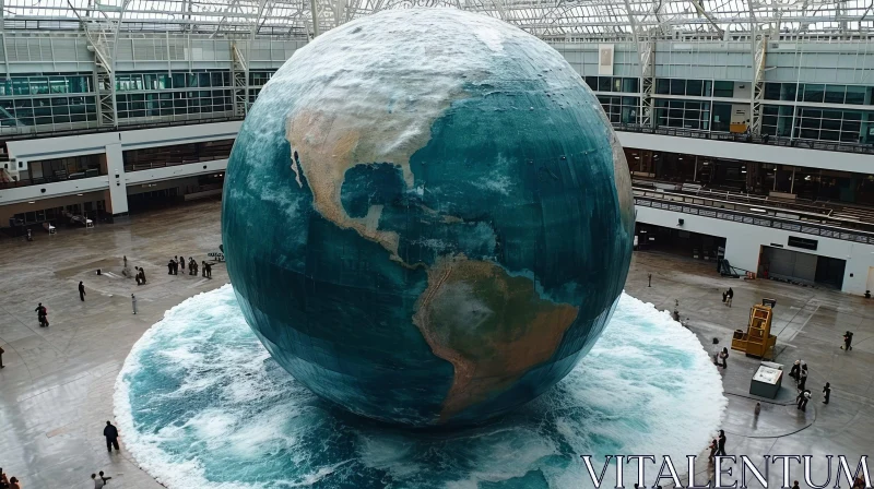 Stunning Photo of a Large Globe in a Building AI Image