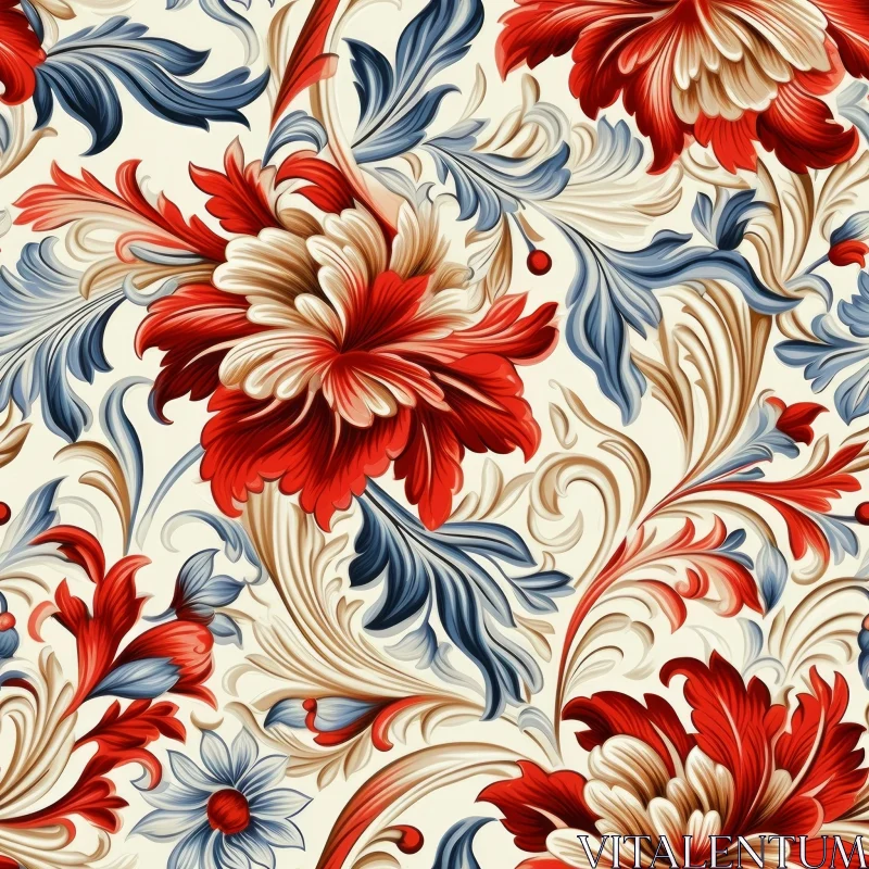 AI ART Vintage Floral Pattern on Beige Background