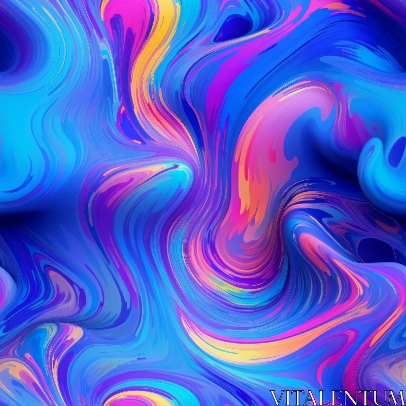 Blue Waves Abstract Painting - Colorful and Energetic Artwork AI Image