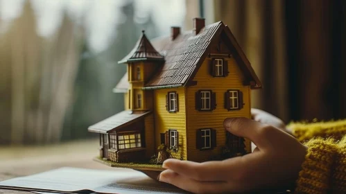 Captivating Hand Holding a Model House: A Delicate Architectural Marvel