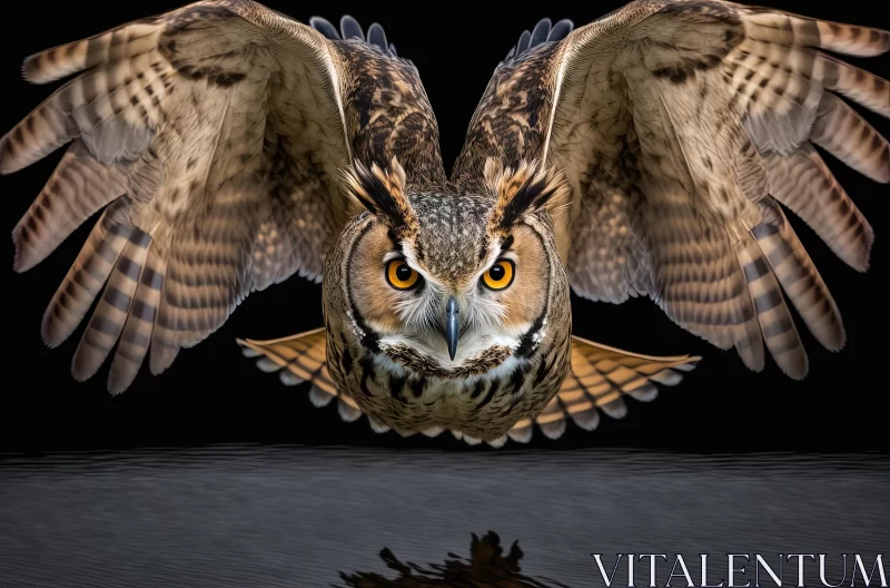 Captivating Owl Flying Over Water | Dark Reflections AI Image