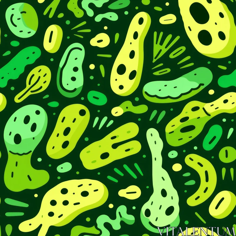 AI ART Cartoon Microorganisms Seamless Pattern