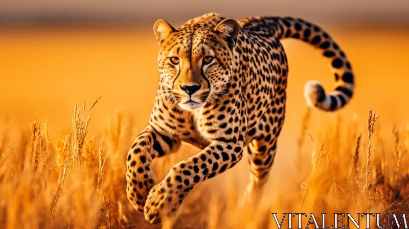 AI ART Cheetah Running in Grass Field - Wildlife Photography