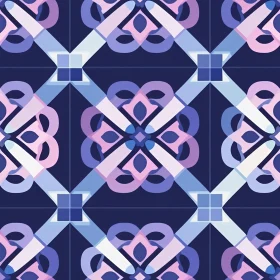Floral Quatrefoils Pattern on Dark Blue Background