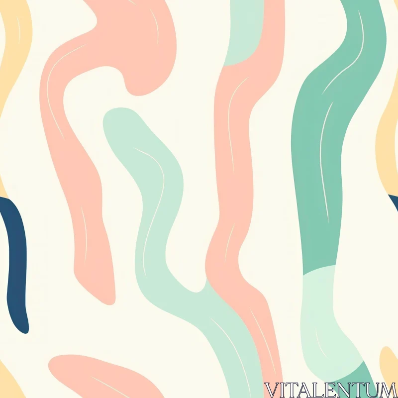 Pastel Waves Seamless Pattern - Soft Colors AI Image