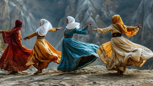 Traditional Turkish Dance: Four Women in Stunning Costumes