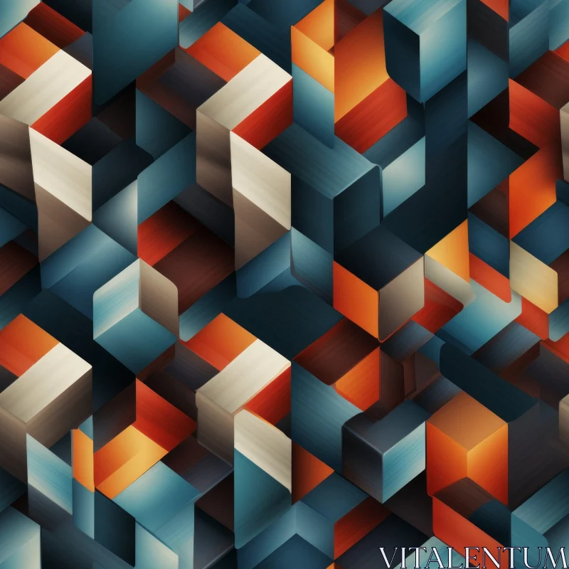 Colorful 3D Cubes Seamless Pattern AI Image