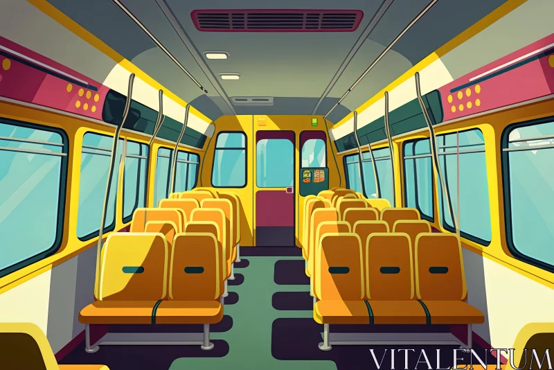 Commuter Train Interior Vector Illustration in Postmodernist Style AI Image