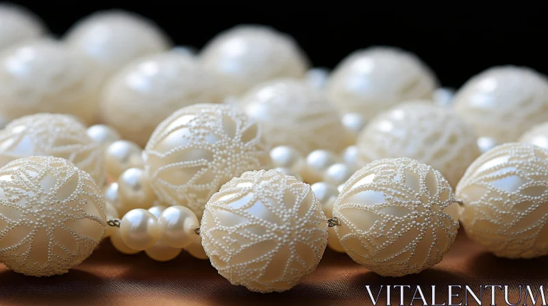 AI ART Elegant White Pearl Necklace on Silk Cloth