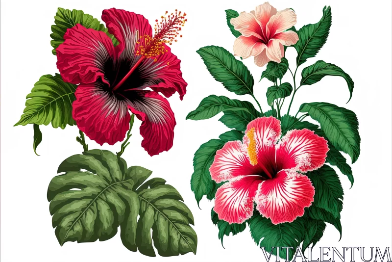 Exquisite Hibiscus Floral Designs: A Delicate Blend of Nature and Art AI Image