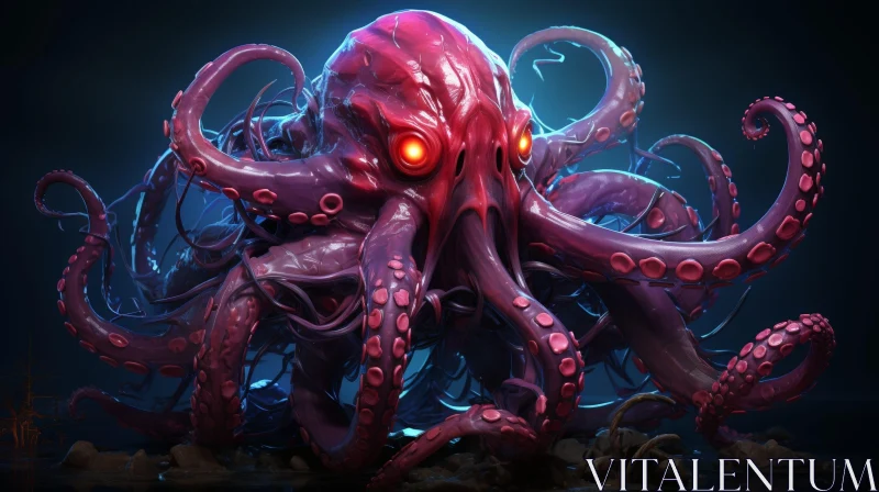 AI ART Realistic Pink Octopus Digital Painting