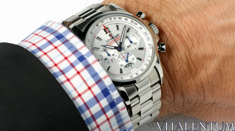 Stainless Steel Watch on a Man's Wrist | Captivating Photography AI Image