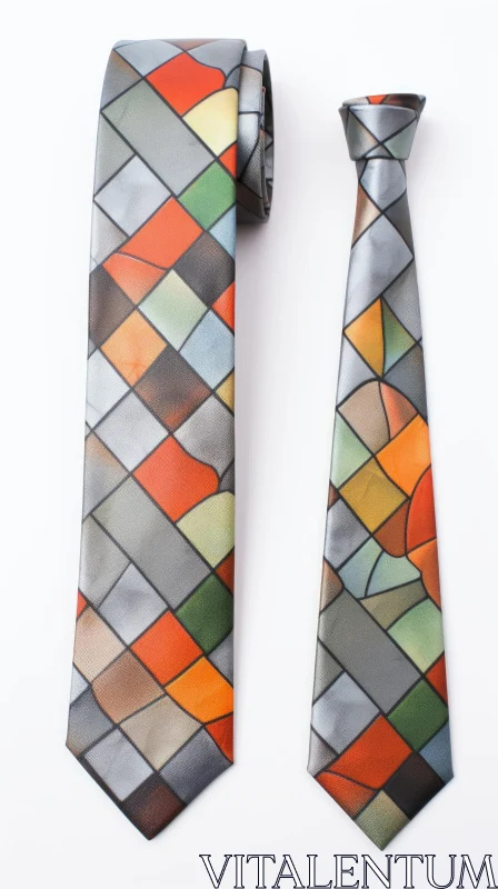 Stylish Geometric Neckties in Vibrant Colors AI Image