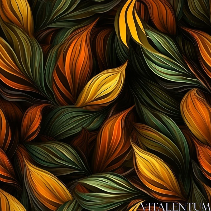 Autumn Leaves Seamless Pattern AI Image