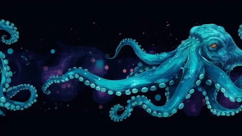 Blue Octopus Digital Painting - Detailed and Vibrant Artwork