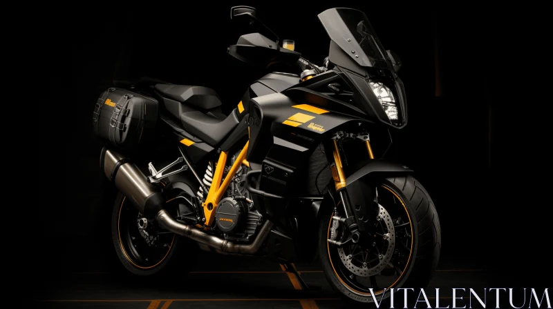 Captivating Black and Yellow Motorcycle: A Transavanguardia Masterpiece AI Image