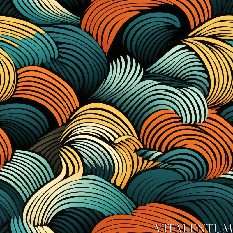 Colorful Abstract Waves Seamless Pattern AI Image