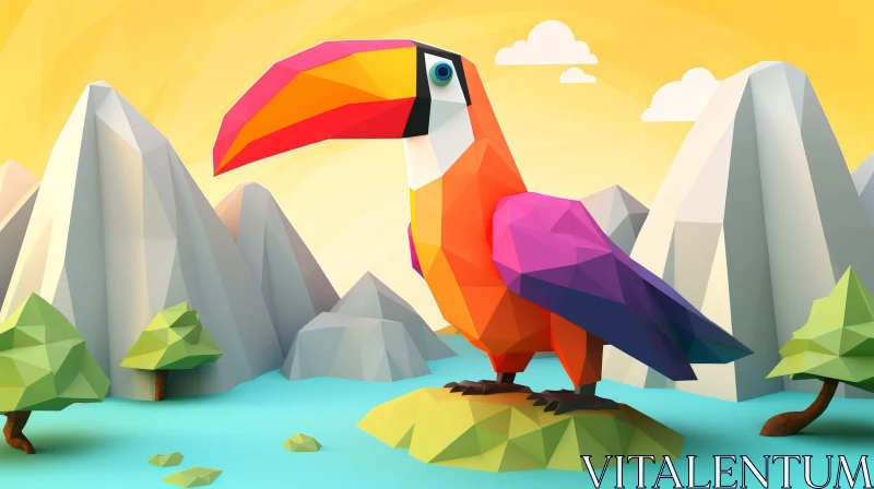 Colorful Toucan 3D Illustration in Nature AI Image