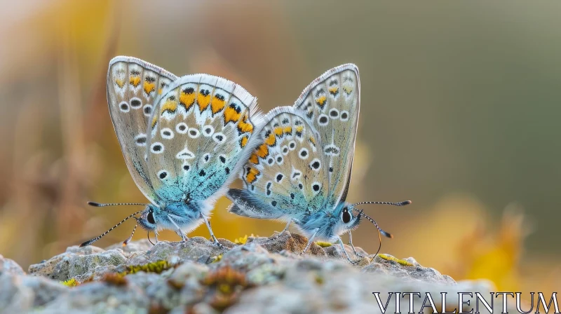 Courting Butterflies on Rock AI Image