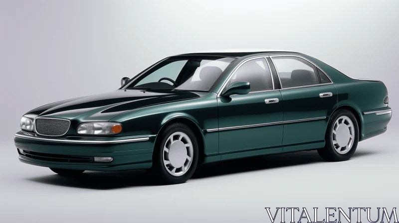 Elegant Green Car Against White Background - Neoclassicist Influences AI Image