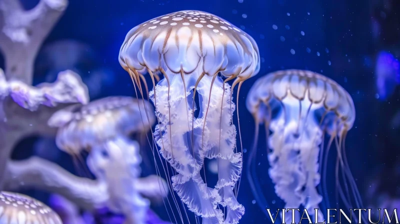 Enchanting Jellyfish in Aquarium AI Image