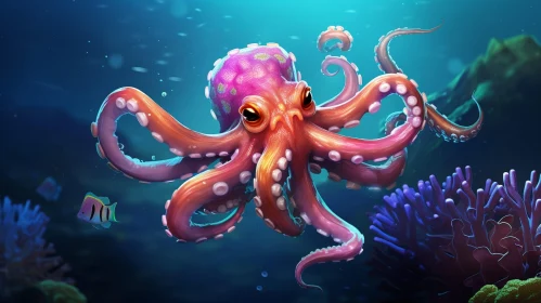 Enchanting Underwater Scene with Pink Octopus