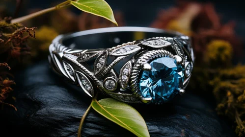 Exquisite Blue Gemstone Ring in Macro Style