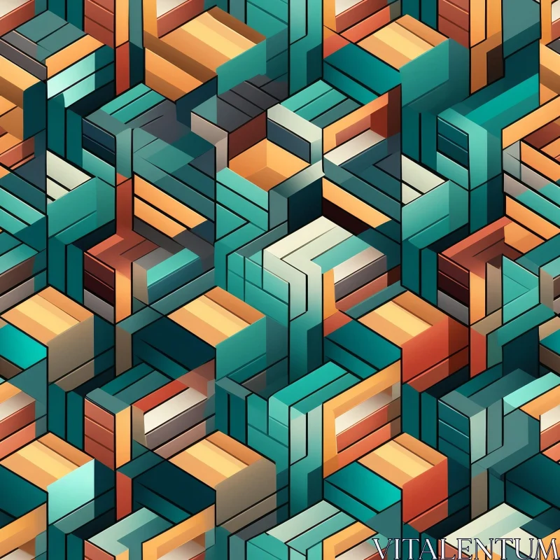 Intricate Geometric Cube Pattern - Modern Design AI Image