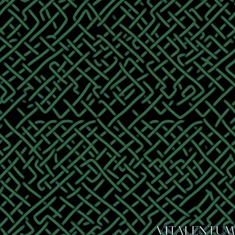 Intricate Green Celtic Knots Pattern on Black Background AI Image