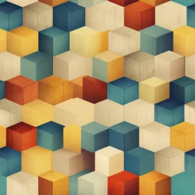 Isometric Retro Cubes Pattern | Vintage Distressed Design