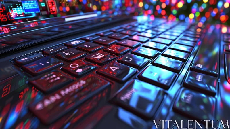 Laptop Keyboard with Multicolored Defocused Lights - Abstract Art AI Image