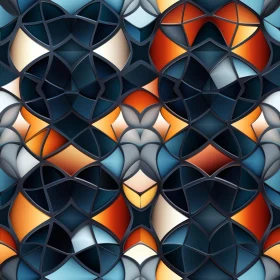 Symmetrical 3D Geometric Pattern in Blue, Orange, and White