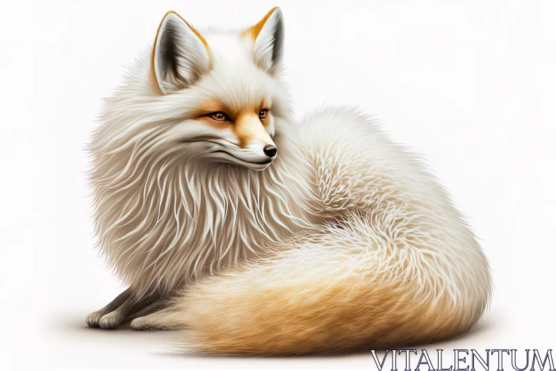 Captivating White Fox Digital Painting - Realistic Portrayal AI Image