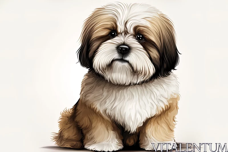 Cartoon Shih Tzu Dog Portraiture | Detailed and Amber Colors AI Image