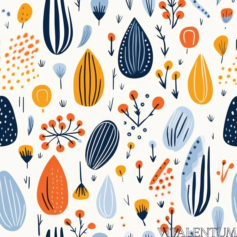 Colorful Floral Hand-Drawn Pattern for Fabric and Wallpaper AI Image
