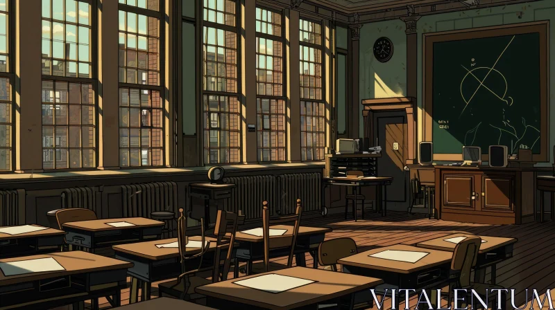 Enchanting Retro Classroom: A Timeless Setting of Nostalgia and Serenity AI Image
