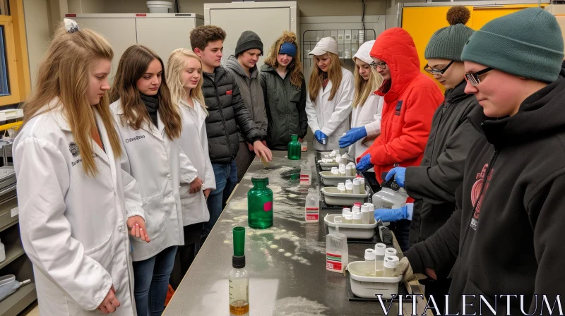 Enthralling Science Lab Image: High School Students Engaged in Experiment AI Image