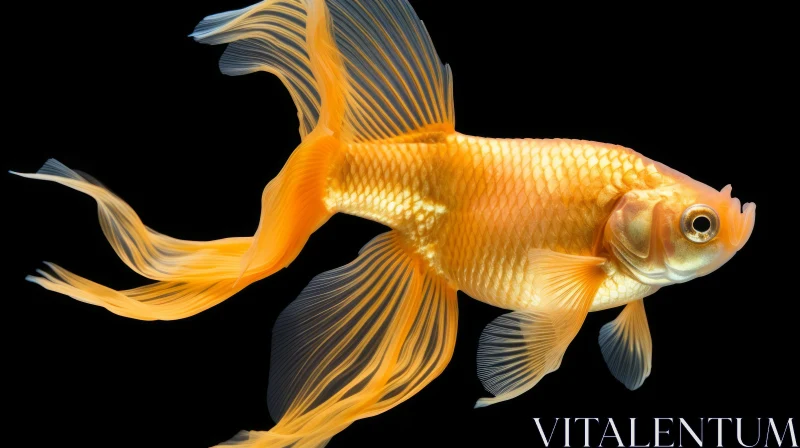 Graceful Goldfish Swimming in Contrasting Colors AI Image